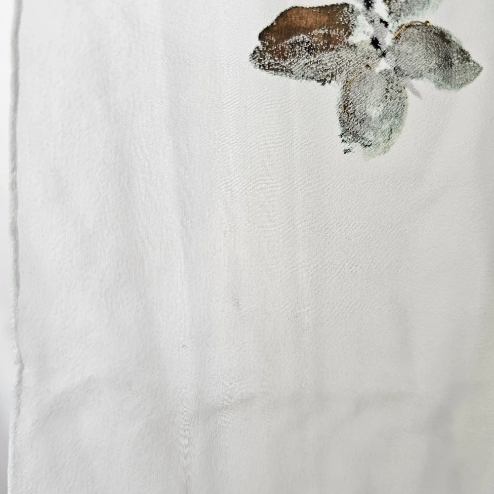 Vintage Saks Fifth Avenue sheer white painted butterfly scarf